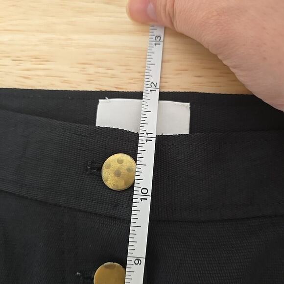 Aritzia Wilfred Flat Front Trouser Black Exposed Gold Button Fly Womens Size 6 - Picture 6 of 11